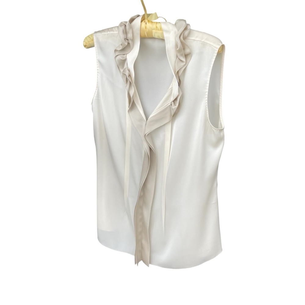 Elie Tahari Brenna Silk Georgette Ruffled Blouse - Size Medium